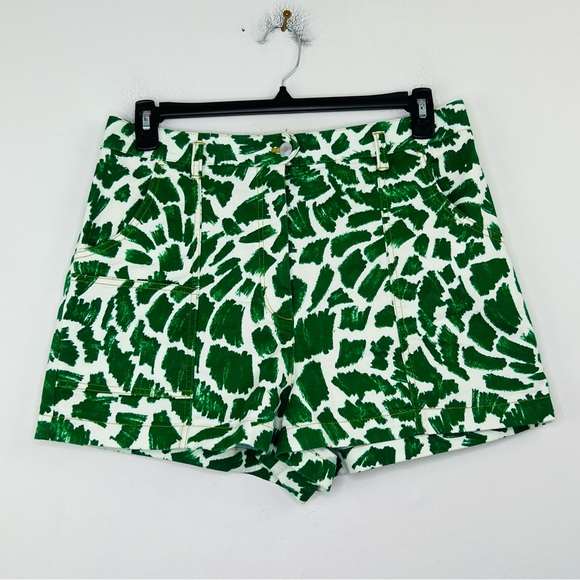 Maeve Anthropologie 32 Shorts Green White Gardener Cargo High Rise Abstract - Picture 4 of 9